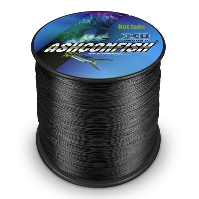 Ashconfish Colorfast Braided Fishing Line- 8 Strands Braided Lines Fadeless -Abrasion Resistant - Zero Stretch-Smaller Diameter, 2000M/2187Yards 40LB Black