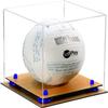 Better Display Cases Acrylic Volleyball Display Case with Clear Case, Dark Blue Risers and Wood Base (B02/A027) view 1