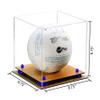 Better Display Cases Acrylic Volleyball Display Case with Clear Case, Dark Blue Risers and Wood Base (B02/A027) view 2