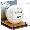 Better Display Cases Acrylic Volleyball Display Case with Mirror Case, Dark Blue Risers and Wood Base (B02/A027) view 1
