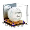 Better Display Cases Acrylic Volleyball Display Case with Mirror Case, Dark Blue Risers and Wood Base (B02/A027) view 2
