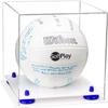 Better Display Cases Acrylic Volleyball Display Case with Clear Case, Navy Blue Risers and White Base (B02/A027) view 1