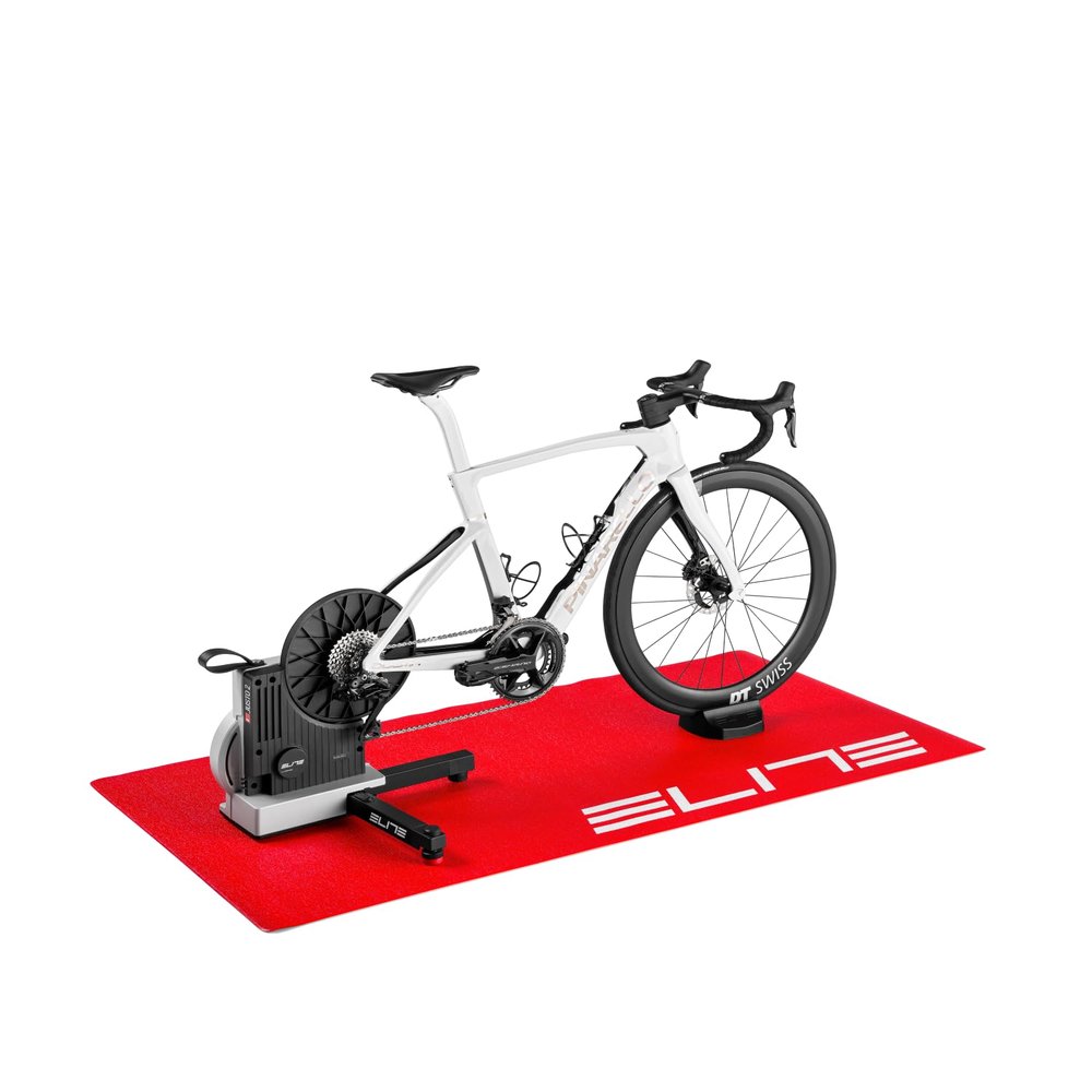 Elite Training Mat Red 180x90cm Protective Bike Trainer Mat Anti-Slip Floor Protection for Indoor Cycling Setup