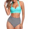 GTHTTT Strapless Swimsuits 2 Piece Set Women Pleated Cross Open Back Bikini,Gray,Large view 2