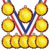 10 Pack Tennis Gold Medals Trophy Award with Neck Ribbons Acrylic Dome Flame Insert view 1