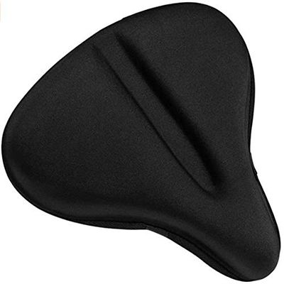 Bike Seat Cover, Comfortable Padded Bicycle Saddle Cushion with Waterproof/Dust Resistant Cover, Great for exercise stationary bikes and outdoor BikingBlack