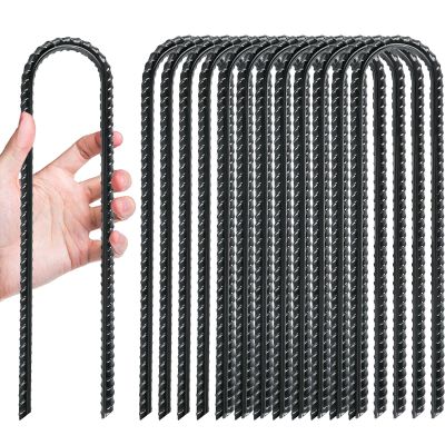 Gtongoko Trampolines Wind Stakes 8 Pack 12 Inch,Heavy Duty U Shaped Rebar Tent Stakes Ground Anchors Galvanized Steel Safety Trampoline Anchors for Camping Tents, Soccer Goals