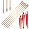 ZSHJGJR 31.5 Inch Archery Turkey Feather Fletching Wooden Arrows Traditional Hunting Arrows with Broadheads for Recurve Longbow Shooting Target Practice (type1 red, 12pcs) view 1