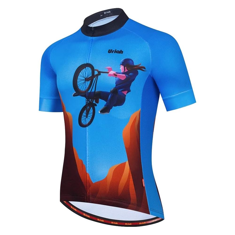 Uriah Men's Cycling Jersey Short Sleeve Reflective with Rear Zippered Bag Canyon Size 5XL