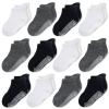 CozyWay Non-Slip Baby & Toddler Grip Socks - Non-Slip Gripper Soles - Toddler Socks With Grippers - 0-6M, Black/White/Gray, 12ct view 1