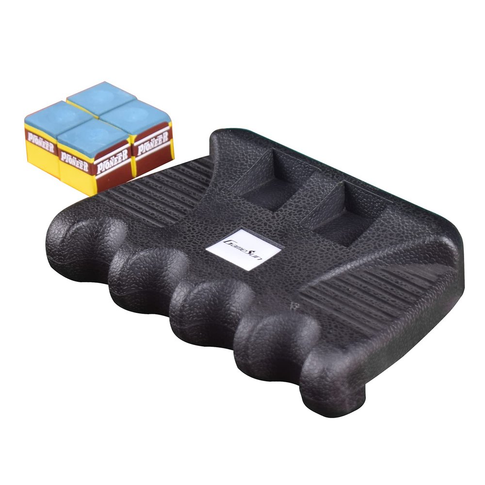 GAMESUN Portable Rubber Storage Rack, 4pcs Chalk, Non-Slip Rear, Heavy Weighted Base, Durable Rubber, Cue Not Included