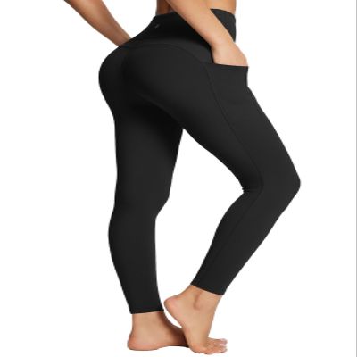 baleaf Leggings with Pockets for Women Black Tummy Control Leggings Workout High Waisted Compression Yoga Ankle Pants Black L