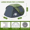 4 Person Pop Up Tents for Camping - AYAMAYA Waterproof Instant Family Tents with Skylight & Removable Rainfly, Upgraded Large Size with 2 Doors -Automatic Easy Setup Beach Tent with Poles view 4