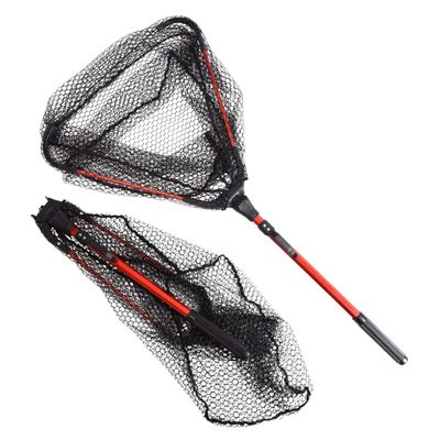 TABANA Foldable Fishing Net, Folding Rubber Coated Fish Landing Net, 78cm/30in Lightweight Fishing Net for Freshwater and Saltwater, Non-Slip Grip, Compact Storage, Easy Catch and Release (Red)