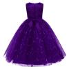 Flower Tulle Junior Bridesmaid Dress Princess Pageant Wedding Formal Festival Carnival Floor Long Dance Evening Prom Sundress Maxi Ball Gown for Photo Shoot Mauve 7-8 Years view 4