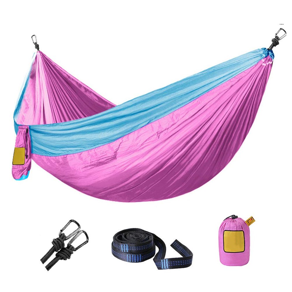 Single Double Hammock Camping Swing Adult Outdoor Backpacking Travel Survival Hunting Sleeping Bed Portable with 2 Straps 2 Carabiner, 300cm200cm