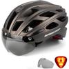 Bike Helmet, Basecamp Bicycle Helmet with Rear Light & Detachable Magnetic Goggles Lightweight Cycling Helmet Adjustable for Adult Men Women Mountain & Road (BC-069) view 1