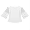 Aislor Kids Girls Ruffles Flare 3/4 Sleeve Top T-Shirt Casual Tunic Tops Veil Short Sleeve Loose Soft Blouse White 4 view 3