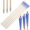 ZSHJGJR 31.5 Inch Archery Turkey Feather Fletching Wooden Arrows Traditional Hunting Arrows with Broadheads for Recurve Longbow Shooting Target Practice (type1 Blue, 12pcs) view 1