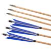 ZSHJGJR 31.5 Inch Archery Turkey Feather Fletching Wooden Arrows Traditional Hunting Arrows with Broadheads for Recurve Longbow Shooting Target Practice (type1 Blue, 12pcs) view 3