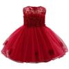 Baby Girls Dress Formal Tutu Gowns Floral Embroidered Lace Pageant Birthday Party for Infant Toddler Christening Baptism Communion Dance Evening Sundress for Photo Shoot Wine red 12-18 Months view 1