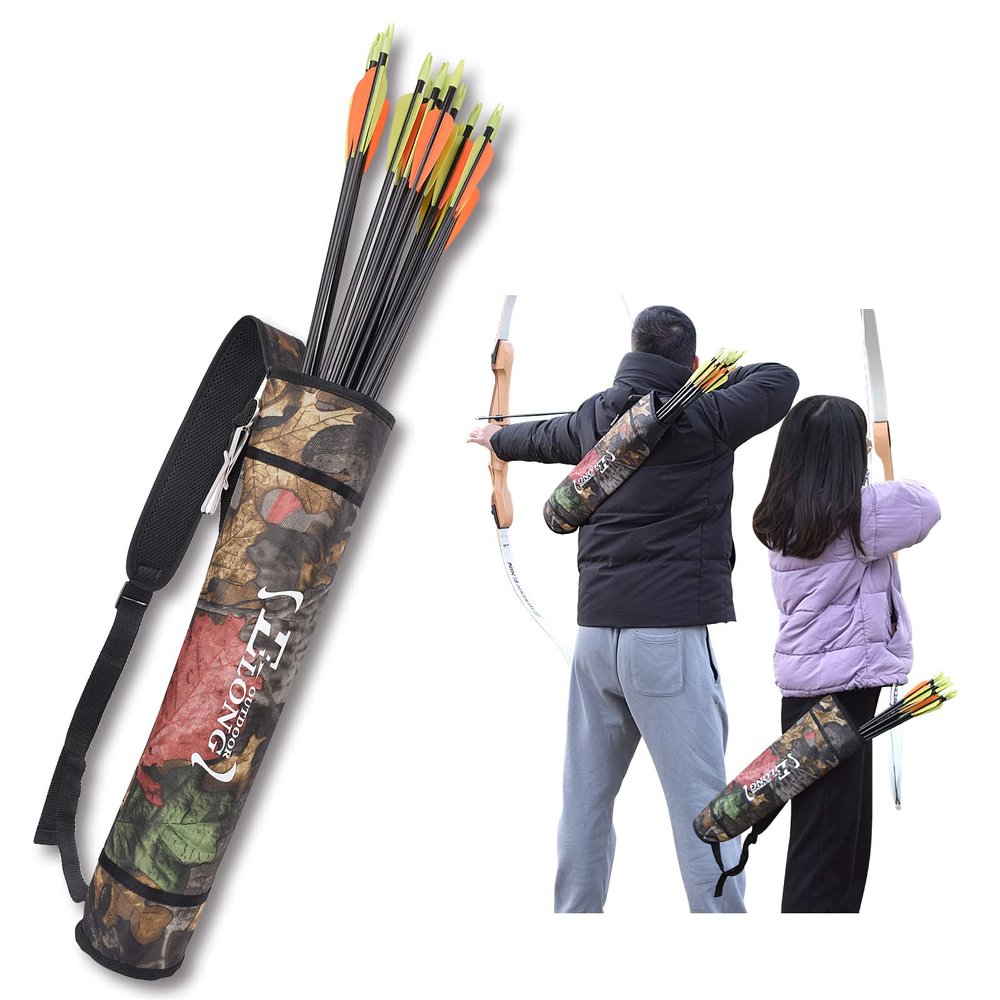 Elong Adjustable Archery Back Arrow Quiver Holder - Upgraded Quiver Arrows for Compound Recurve Bow and Hunting Target Practicing Youth and Adults
