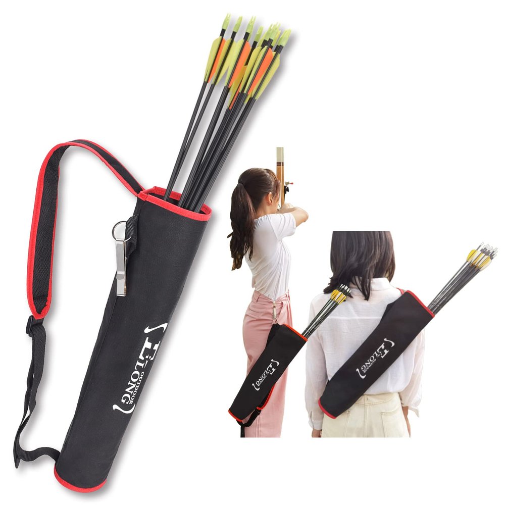 Elong Adjustable Archery Back Arrow Quiver Holder - Upgraded Quiver Arrows for Compound Recurve Bow and Hunting Target Practicing Youth and Adults