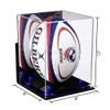 Better Display Cases Acrylic Rugby Ball Display Case Vertical with Mirror Case, Dark Blue Risers, Wall Mount and Black Base (A060/B42) view 2