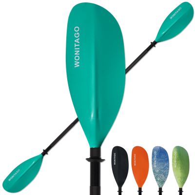 WONITAGO Kayak Paddles with Alloy Shaft and PP Blade, Floating Kayaking Oars, Adjustable 230-250 cm/90-98 Inches, Teal