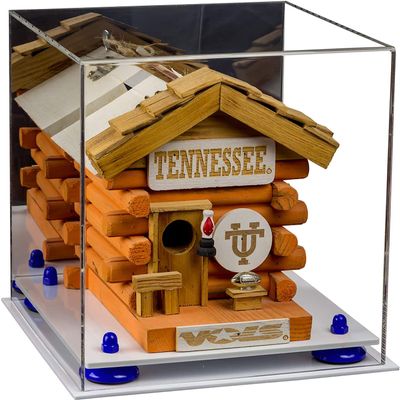 Better Display Cases Acrylic Versatile Display Case Display Case - Medium Square Box with Mirror Case, Dark Blue Risers and White Base 10" x 10" x 10" (V33/A028)