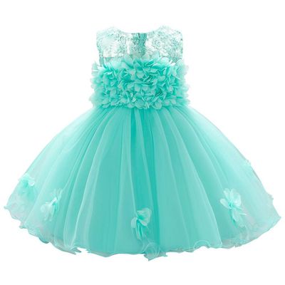 Baby Girls Dress Formal Tutu Gowns Floral Embroidered Lace Pageant Birthday Party for Infant Toddler Christening Baptism Communion Dance Evening Sundress for Photo Shoot Apple Green 6-12 Months