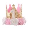 1st Birthday Hat Girl Decorations First For Baby Gifts Rose Gold Pink Crown Party One Year Old Princess view 1