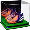 Better Display Cases Acrylic Shoe Pair Display Case - Large Rectangle Box with Mirror, Dark Blue Risers and Turf Base 15.25" x 12" x 9" (A082/V13) view 1