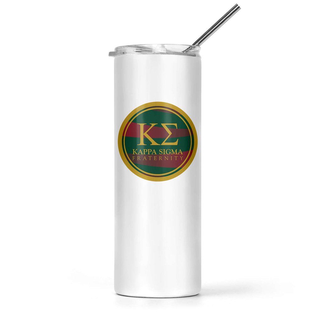 greeklife.store Kappa Sigma Stainless Steel Skinny Tumbler 20 OZ, Vacuum Double Wall Insulated Tumbler Cup, Tumbler with Lid and Straw, Gift for Coffee Water Hot Cold Drinks (Kappa Sigma - 10)