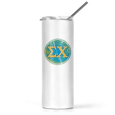 greeklife.store Sigma Chi Stainless Steel Skinny Tumbler 20 OZ, Vacuum Double Wall Insulated Tumbler Cup, Tumbler with Lid and Straw, Gift for Coffee Water Hot Cold Drinks (Sigma Chi - 10)