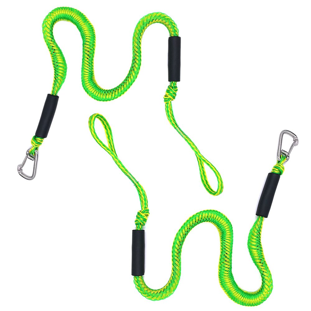 Bungee Dock Lines,4ft Boat Stretchable Dock Rope with Hook Jet Ski Marine Accessory for Power Boat,Kayak,Pontoon 2Pcs Green