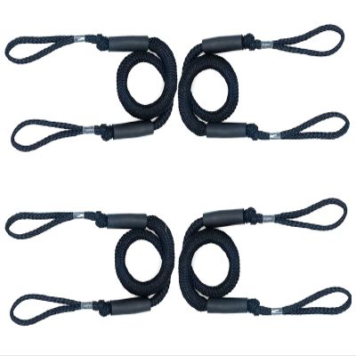 Bungee Dock Lines for Boats 4 Pack Boat Ropes for Docking with Loop Mooring Rope Boat Accessories for Kayak, Jet Ski, Pontoon