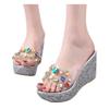ZBYY Womens Open Toe Platform Wedges Sandals Slide Summer Rhinestone Slip On Dressly Party Slippers Beach Sandals