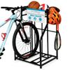 BIRDROCK HOME Bike Rack Garage Storage Floor Stand - Freestanding Organizer for Outdoor Yard - Upright Wall Mount for Scooters, Rakes, Motorcycles, Hoverboards, Gloves - Holds 2 Bicycle - Black view 1
