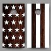Corn Hole Decals Stars and Stripes White on Wood Looking Background Design Combo Wraps view 1