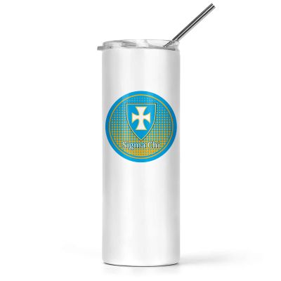 greeklife.store Sigma Chi Stainless Steel Skinny Tumbler 20 OZ, Vacuum Double Wall Insulated Tumbler Cup, Tumbler with Lid and Straw, Gift for Coffee Water Hot Cold Drinks (Sigma Chi - 14)