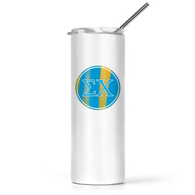 greeklife.store Sigma Chi Stainless Steel Skinny Tumbler 20 OZ, Vacuum Double Wall Insulated Tumbler Cup, Tumbler with Lid and Straw, Gift for Coffee Water Hot Cold Drinks (Sigma Chi - 13)