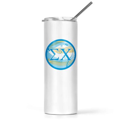 greeklife.store Sigma Chi Stainless Steel Skinny Tumbler 20 OZ, Vacuum Double Wall Insulated Tumbler Cup, Tumbler with Lid and Straw, Gift for Coffee Water Hot Cold Drinks (Sigma Chi - 11)