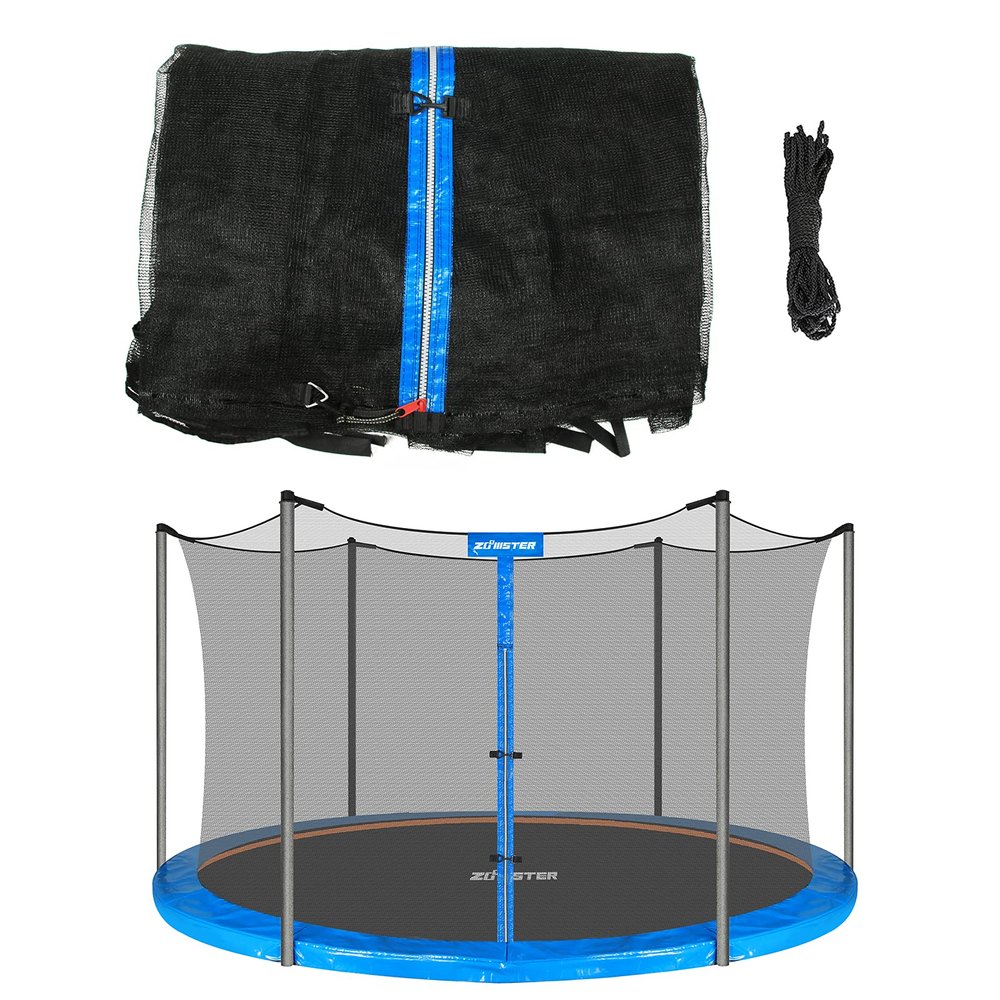 12 FT Trampoline Replacement Safety Enclosure Net for 6 Straight Poles Round Frame Trampolines, Breathable and Weather-Resistant with Adjustable Straps(NET ONLY)