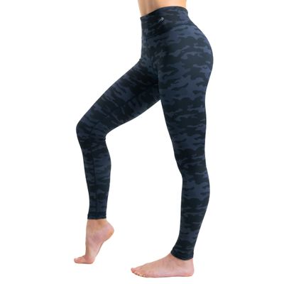 CompressionZ Women's Compression Leggings High Waisted Performance Shaping Gym, Pilates, Travel, Yoga, Workout Pants Camo Black X-Large