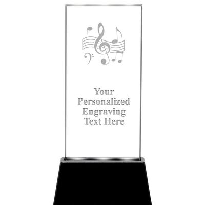 6.75" Music Radianz Light Up Crystal Award, Personalized Music Crystal Trophy, Add Your Own Text, Prime