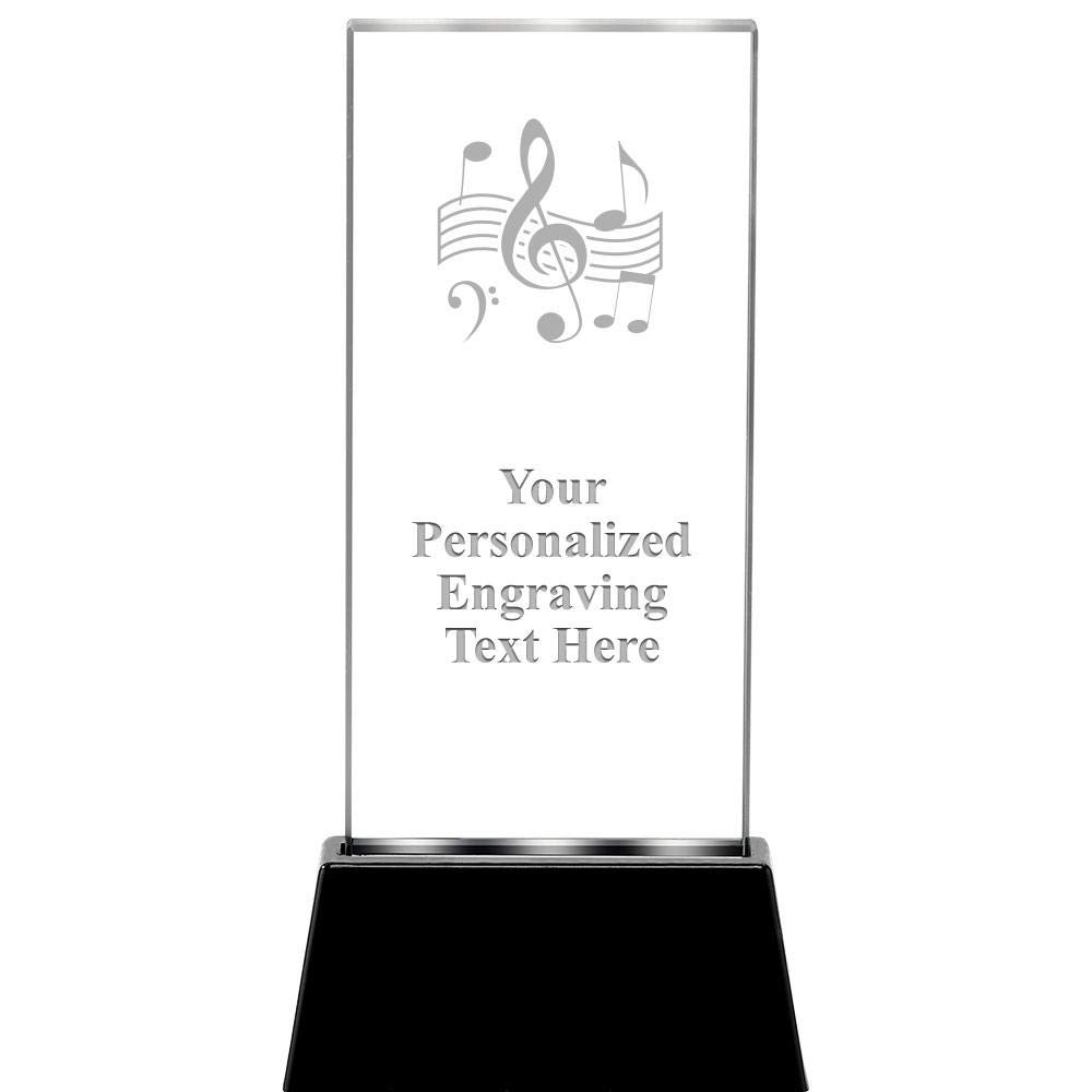 6.75" Music Radianz Light Up Crystal Award, Personalized Music Crystal Trophy, Add Your Own Text, Prime