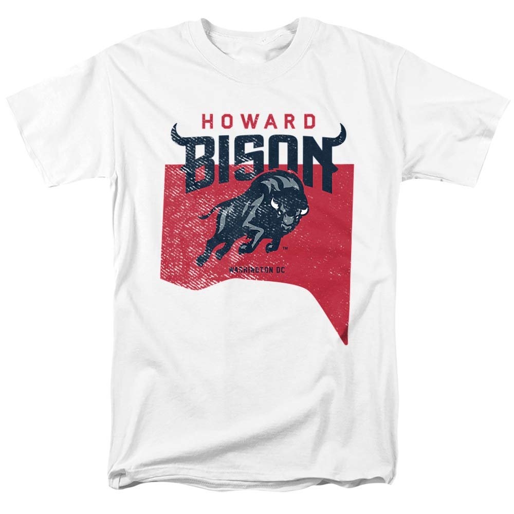 Howard University Official Shape Unisex Adult T-Shirt, White, 5X-Large