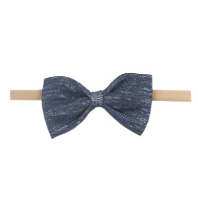 Copper Pearl Bowtie Baby Bow Denim