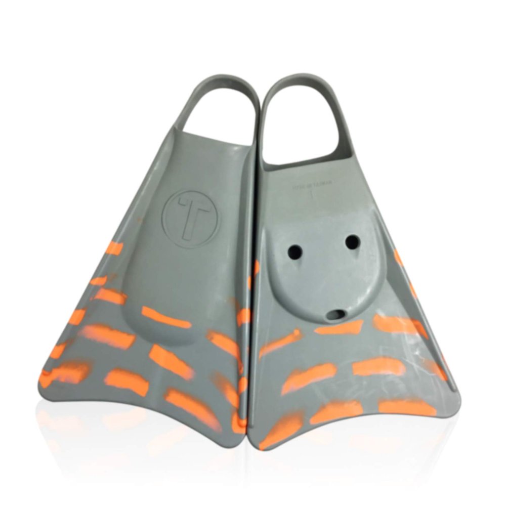 Tribe T2 Swimfins for Youth Kids Women Adult Snorkeling Bodyboarding Surfing and Swimming - Grey / Orange - MS